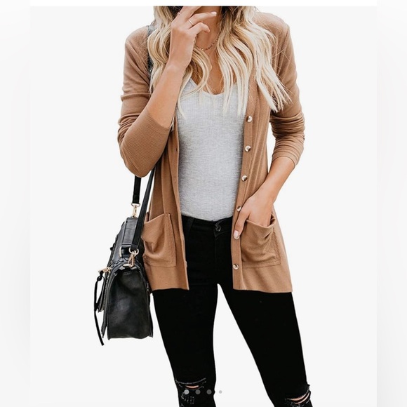 Women’s Button up Cardigan with Pockets - Picture 1 of 6